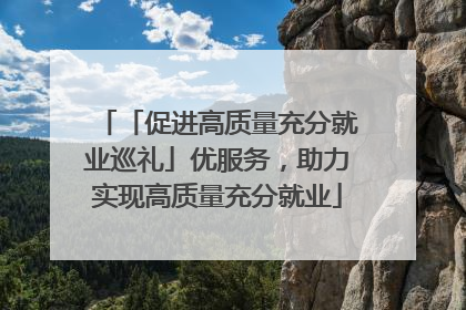 「促进高质量充分就业巡礼」优服务，助力实现高质量充分就业
