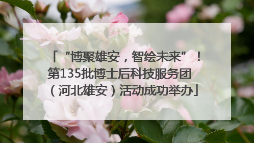 “博聚雄安，智绘未来”！第135批博士后科技服务团（河北雄安）活动成功举办