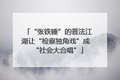 “张铁锤”的普法江湖让“检察独角戏”成“社会大合唱”