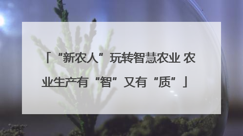“新农人”玩转智慧农业 农业生产有“智”又有“质”