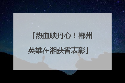 热血映丹心！郴州英雄在湘获省表彰