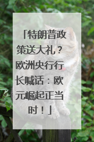 特朗普政策送大礼？欧洲央行行长喊话：欧元崛起正当时！