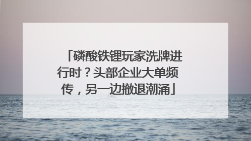 磷酸铁锂玩家洗牌进行时？头部企业大单频传，另一边撤退潮涌