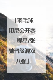 羽毛球｜印尼公开赛：程星/张驰晋级混双八强