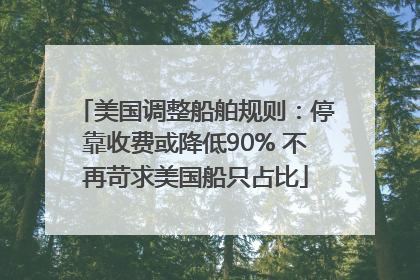 美国调整船舶规则：停靠收费或降低90% 不再苛求美国船只占比