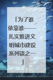 为了谁 依靠谁——扎实推进文明城市建设系列谈之一