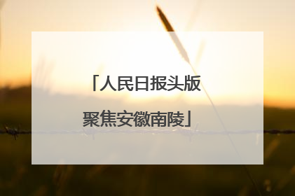 人民日报头版聚焦安徽南陵