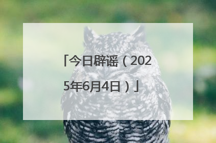 今日辟谣（2025年6月4日）
