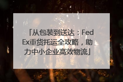 从包装到送达：FedEx重货托运全攻略，助力中小企业高效物流