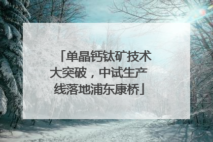 单晶钙钛矿技术大突破，中试生产线落地浦东康桥