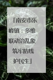 南安市乐峰镇：多维联动治乱象 筑牢防线护民生