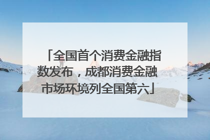 全国首个消费金融指数发布，成都消费金融市场环境列全国第六