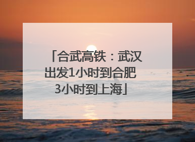 合武高铁：武汉出发1小时到合肥3小时到上海