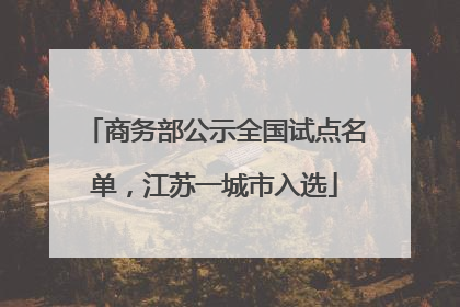 商务部公示全国试点名单，江苏一城市入选