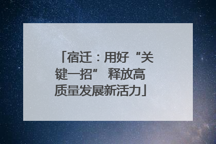 宿迁：用好“关键一招” 释放高质量发展新活力
