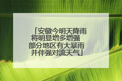 安徽今明天降雨将明显增多增强 部分地区有大暴雨并伴强对流天气