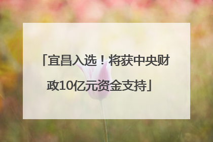 宜昌入选！将获中央财政10亿元资金支持