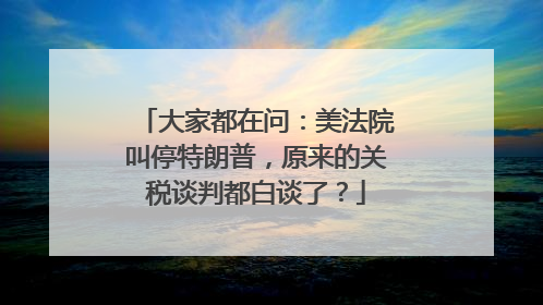 大家都在问：美法院叫停特朗普，原来的关税谈判都白谈了？