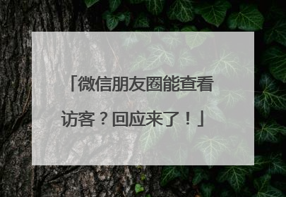 微信朋友圈能查看访客？回应来了！