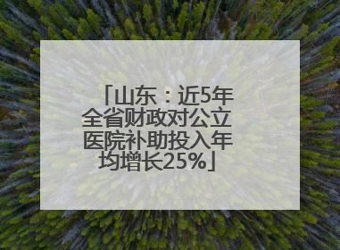 山东：近5年全省财政对公立医院补助投入年均增长25%