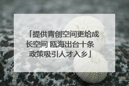 提供青创空间更给成长空间 瓯海出台十条政策吸引人才入乡