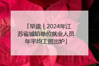 早读｜2024年江苏省城镇单位就业人员年平均工资出炉