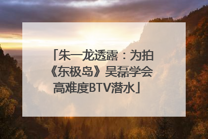 朱一龙透露：为拍《东极岛》吴磊学会高难度BTV潜水
