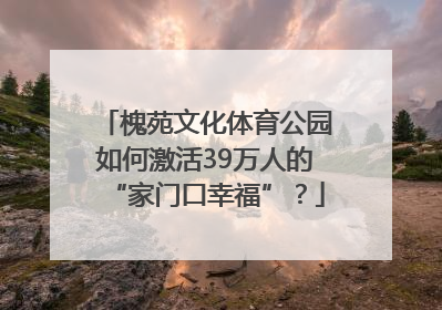 槐苑文化体育公园如何激活39万人的“家门口幸福”？