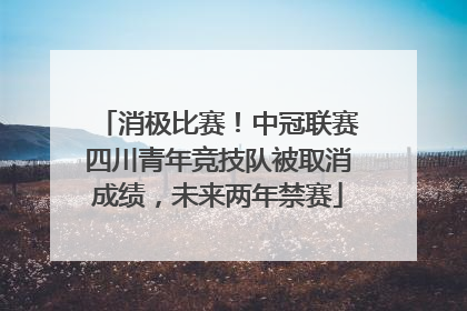 消极比赛！中冠联赛四川青年竞技队被取消成绩，未来两年禁赛