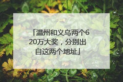 温州和义乌两个620万大奖，分别出自这两个地址