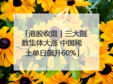 港股收盘｜三大指数集体大涨 中国稀土单日飙升60%