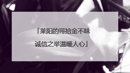 莱阳的哥拾金不昧 诚信之举温暖人心