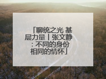 聊统之光 基层力量丨张文静：不同的身份 相同的情怀