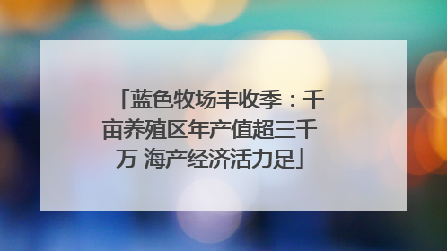 蓝色牧场丰收季：千亩养殖区年产值超三千万 海产经济活力足