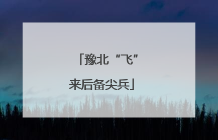 豫北“飞”来后备尖兵