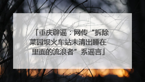 重庆辟谣：网传“拆除菜园坝火车站未清出睡在里面的流浪者”系谣言