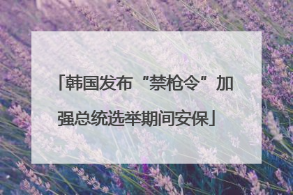 韩国发布“禁枪令”加强总统选举期间安保