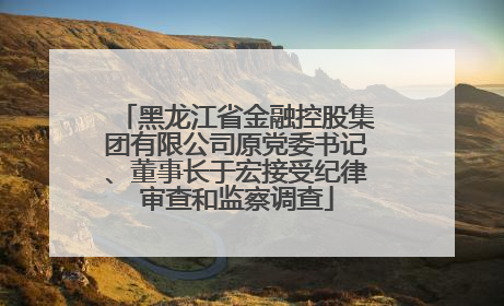 黑龙江省金融控股集团有限公司原党委书记、董事长于宏接受纪律审查和监察调查