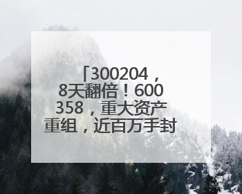 300204，8天翻倍！600358，重大资产重组，近百万手封死涨停