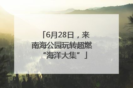 6月28日，来南海公园玩转超燃 “海洋大集”
